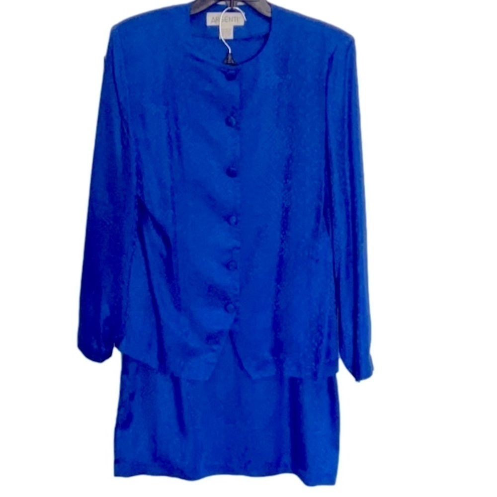 Vintage ARGENTI 100% Silk 2 piece Skirt Suit